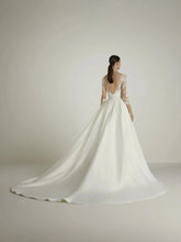 Three Quarter Sleeves Wedding Dress Modern Princess Vestido De Novia Bow Satin Court Train Sleeves Bridal Gowns White Mermaid Satin